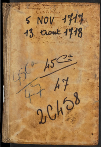 Contrôle des actes du bureau d’Amiens pour la période du 5 novembre 1717 au 13 août 1718