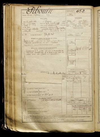 Pibouin, Louis Alphonse, né le 25 août 1883 à Chérencé-le-Roussel (Manche), classe 1903, matricule n° 652, Bureau de recrutement d'Abbeville