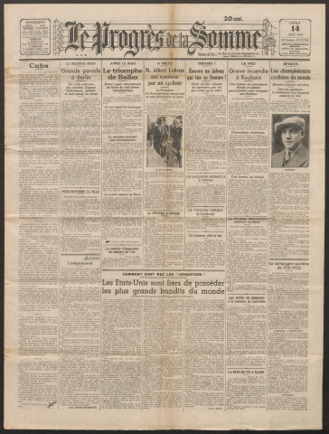 Le Progrès de la Somme, numéro 19709, 14 août 1933