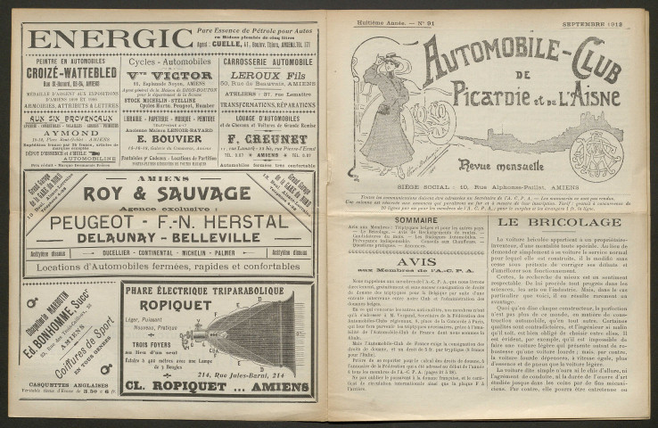 Automobile-club de Picardie et de l'Aisne. Revue mensuelle, 8e année, septembre 1912