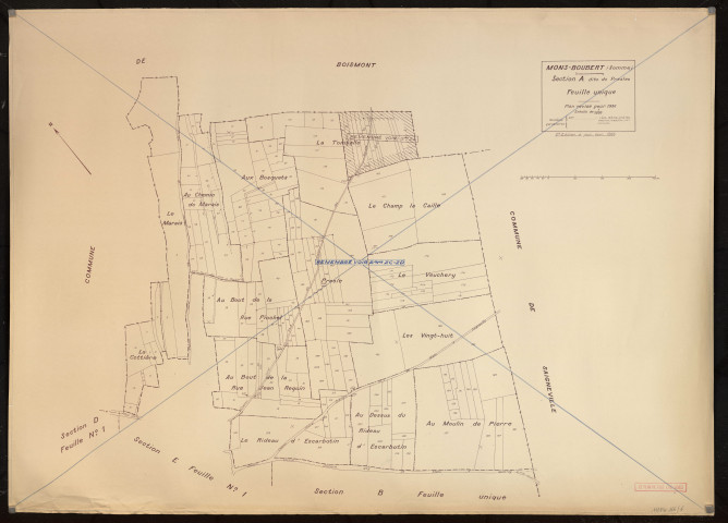 Plan du cadastre rénové - Mons-Boubert : section A