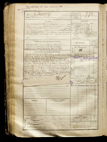 Thierry, Charles Eugène Alexandre, né le 15 décembre 1901 à Amiens (Somme), classe 1921, matricule n° 772, Bureau de recrutement d'Amiens