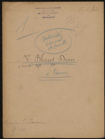 Péronne. Demande d'indemnisation des dommages de guerre : dossier Blériot