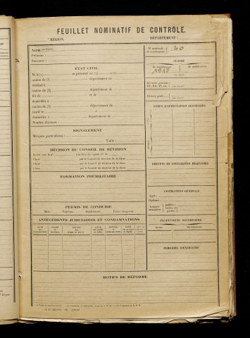 Inconnu, classe 1917, matricule n° 40, Bureau de recrutement d'Amiens