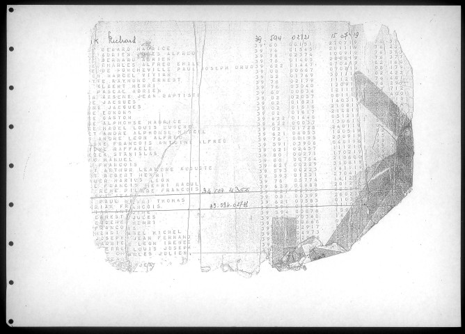 Table alphabétique du contingent 1939 - lettres M à R : bureaux de recrutement de la Deuxième Région Militaire (Départements du Nord, du Pas de Calais, de l'Aisne, de l'Oise, de la Somme, de l'Eure et de la Seine-Maritime)