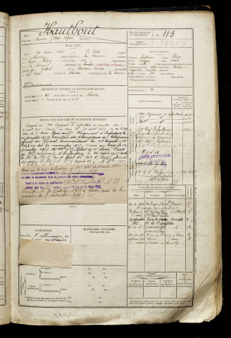 Hautbout, Marius Gilbert Alfred, né le 24 août 1896 à Titre (Le) (Somme), classe 1916, matricule n° 115, Bureau de recrutement d'Abbeville