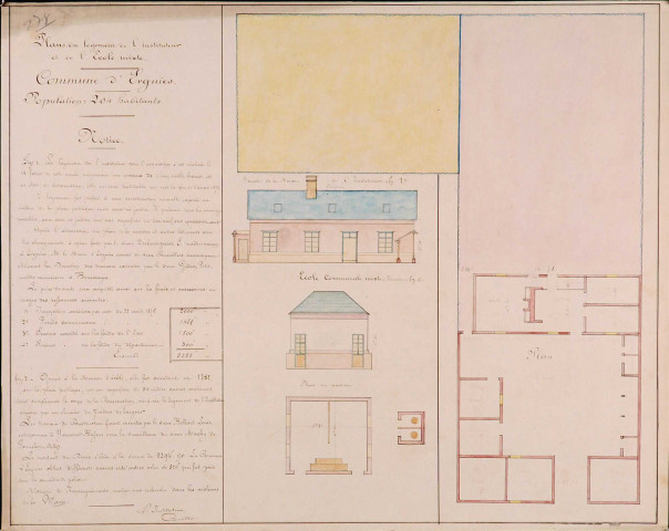 Plan du logement de l'instituteur et de l'école mixte