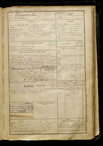 Tirmarche, Louis Alphonse, né le 10 septembre 1888 à Montreuil (Pas-de-Calais), classe 1908, matricule n° 347, Bureau de recrutement d'Amiens