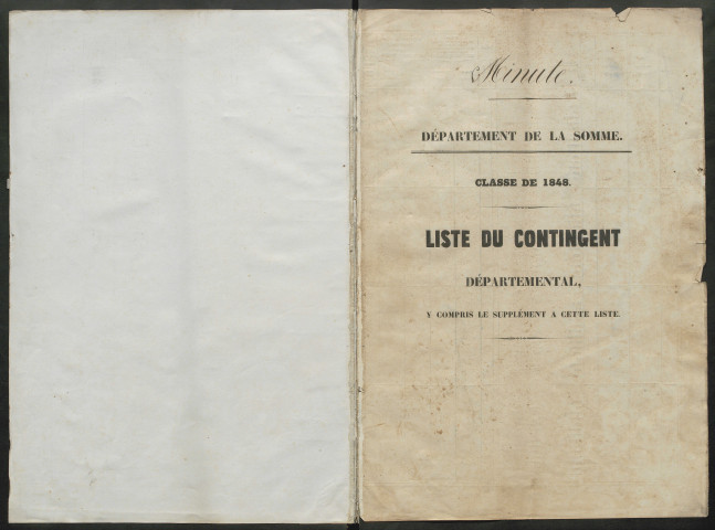 Liste du contingent (ensemble du département) de l'année 1848