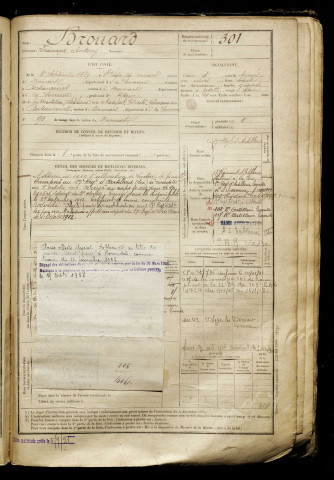 Brouard, François Antony, né le 06 septembre 1889 à Saint-Léger-lès-Domart (Somme), classe 1909, matricule n° 301, Bureau de recrutement d'Abbeville