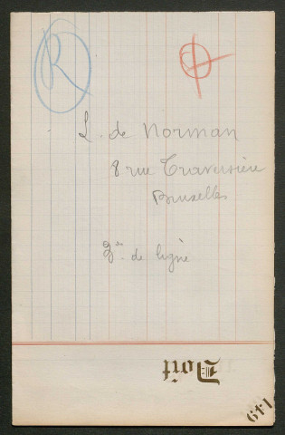 Témoignage de De Norman, L. et correspondance avec Jacques Péricard