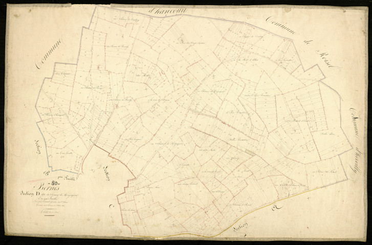 Plan du cadastre napoléonien - Bernes : Chemin de Moyenpont (Le), D