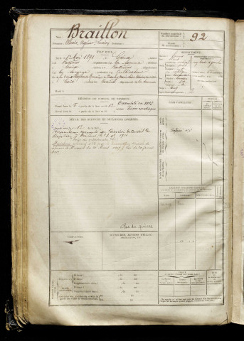 Braillon, Alexis Agénor Lucien, né le 01 mai 1891 à Caix (Somme), classe 1911, matricule n° 92, Bureau de recrutement de Péronne