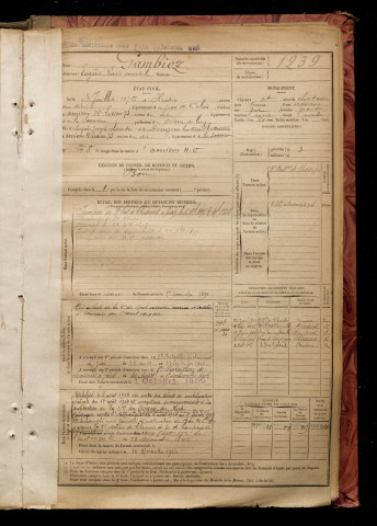 Gambiez, Eugène Louis Anatole, né le 03 juillet 1875 à Hesdin (Pas-de-Calais), classe 1895, matricule n° 1239, Bureau de recrutement d'Amiens