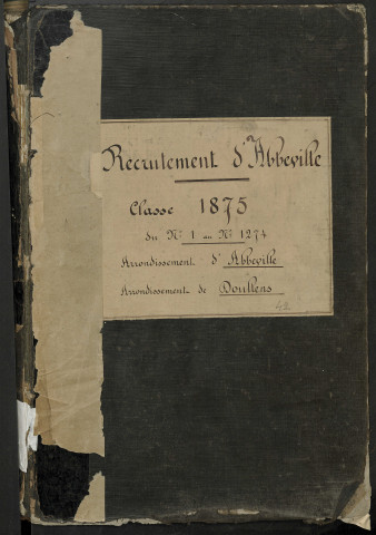 Abbeville : liste des matricules n° 1 à 1274 de la classe 1875
