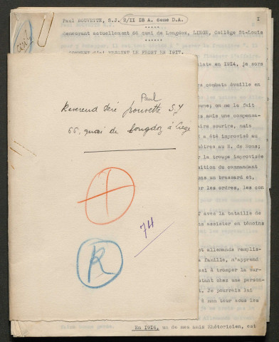 Témoignage de Bouvette (Abbé), Paul et correspondance avec Jacques Péricard