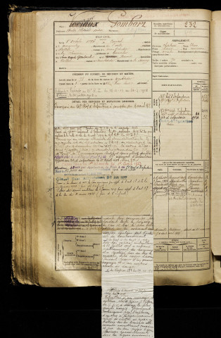 Gombart, Hector Hildevert Désiré, né le 01 octobre 1896 à Coivrel (Oise), classe 1916, matricule n° 232, Bureau de recrutement de Péronne
