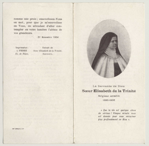 La servante de Dieu. Soeur Elisabeth de la Trinité (1880-1906), religieuse carmélite