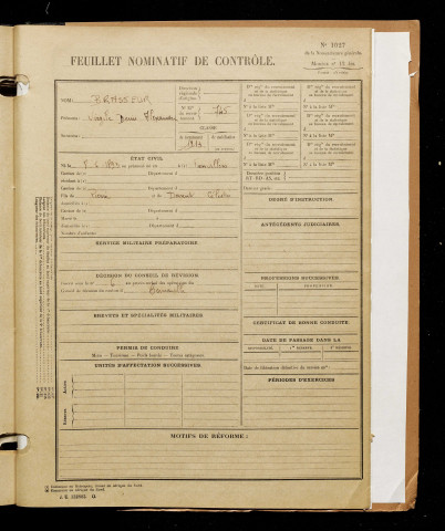 Brasseur, Virgile Denis Alexandre, né le 08 juin 1893 à Fienvillers (Somme), classe 1913, matricule n° 745, Bureau de recrutement d'Abbeville