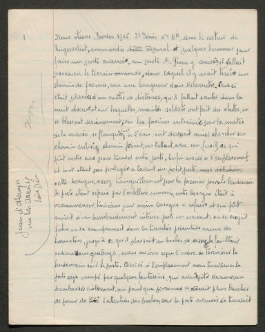 Témoignage de Alewyn-Morin (d'), J. et correspondance avec Jacques Péricard