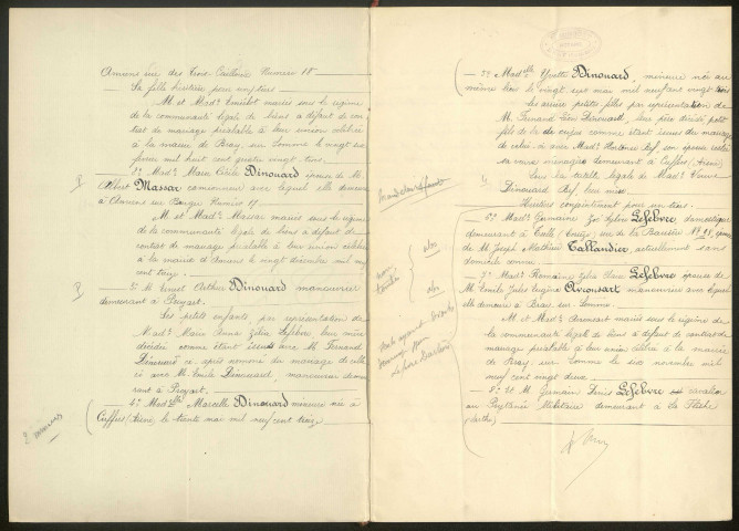 Bray-sur-Somme. Demande d'indemnisation des dommages de guerre : dossier Choff-Lefebvre