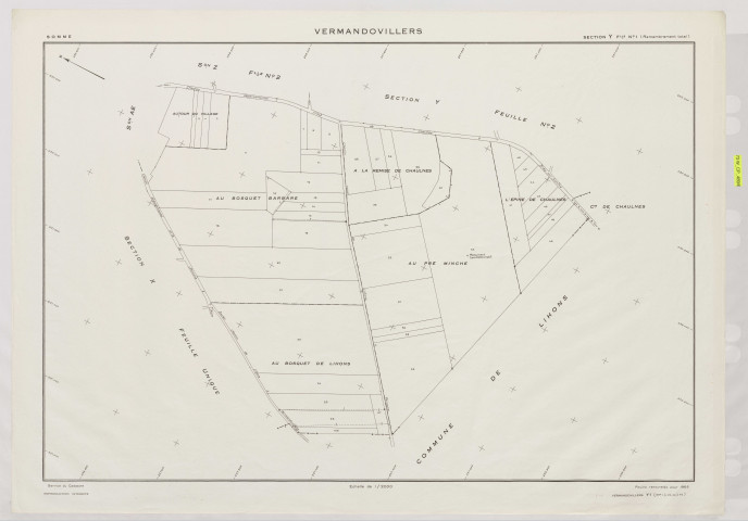 Plan du cadastre rénové - Vermandovillers : section Y1