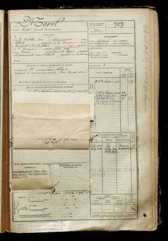 Morel, André Daniel Onésime, né le 03 octobre 1900 à Miraumont (Somme), classe 1920, matricule n° 727, Bureau de recrutement de Péronne
