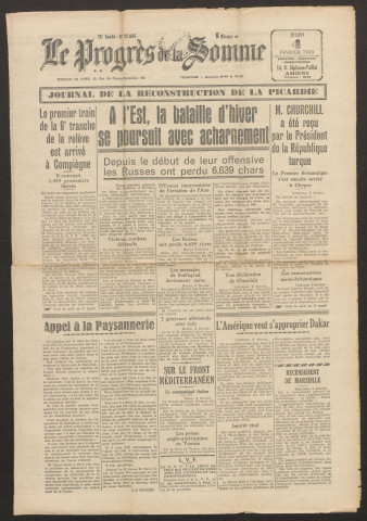 Le Progrès de la Somme, numéro 22885, 4 février 1943