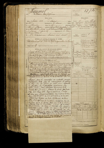 Waymel, Maurice Louis Joseph, né le 05 février 1882 à Amiens (Somme), classe 1902, matricule n° 1374, Bureau de recrutement d'Amiens