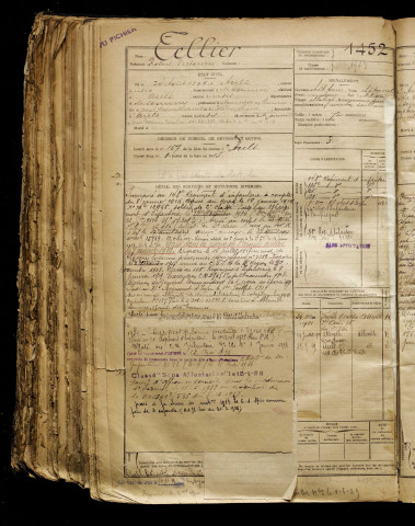 Tellier, Robert Victorien, né le 24 août 1897 à Ault (Somme), classe 1917, matricule n° 1452, Bureau de recrutement d'Amiens