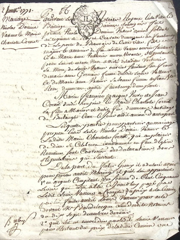 Etude de Me Nicolas Beaudelocque à Amiens (étude n°16). Minutes de l'année 1771