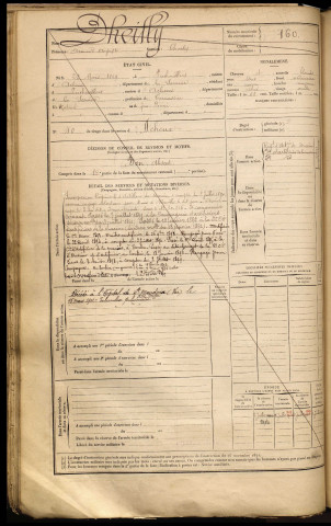 Dheilly, Armand Auguste, né le 25 mars 1869 à Puchevillers (Somme), classe 1889, matricule n° 160, Bureau de recrutement d'Abbeville