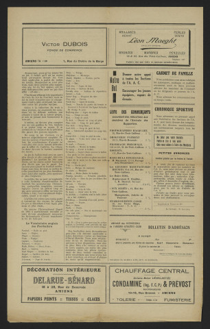 Bulletin mensuel de l'amicale des supporters de l'Amiens Athlétic Club (nouvelle édition) - Saison 1929-1930