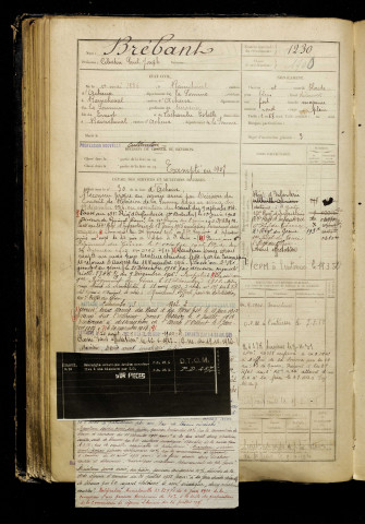 Brébant, Célestin Paul Joseph, né le 01 mai 1886 à Raincheval (Somme), classe 1906, matricule n° 1230, Bureau de recrutement d'Abbeville