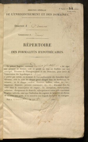 Répertoire des formalités hypothécaires, du 29/02/1858 au 24/04/1858, registre n° 173 (Péronne)