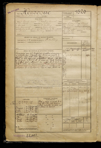 Hénocque, Paul Alfred Eugène, né le 05 mars 1897 à Rochy-Condé (Oise), classe 1917, matricule n° 1520, Bureau de recrutement d'Abbeville