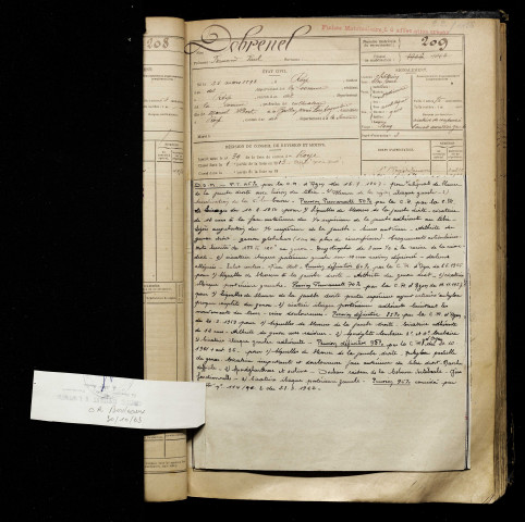 Dobrenel, Fernand Paul, né le 25 mars 1892 à Roye (Somme), classe 1912, matricule n° 209, Bureau de recrutement de Péronne