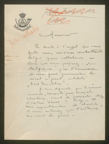 Témoignage de Bouha, A. (Major) et correspondance avec Jacques Péricard