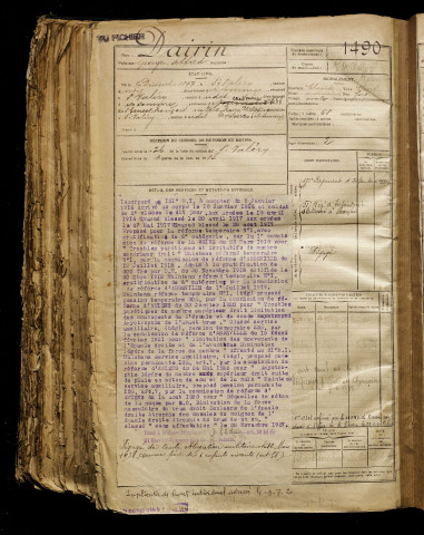 Dairin, Georges Alfred, né le 02 décembre 1897 à Saint-Valery-sur-Somme (Somme), classe 1917, matricule n° 1490, Bureau de recrutement d'Abbeville