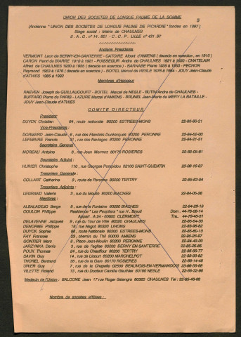 Opuscule (année 1978). Fédération française de Longue Paume : liste des sociétés, classement des joueurs et calendrier