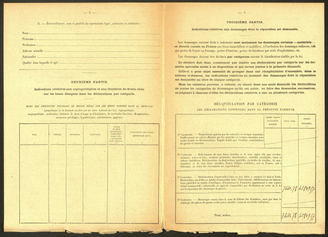 Bouchavesnes-Bergen. Demande d'indemnisation des dommages de guerre : dossier Thomas Ariste