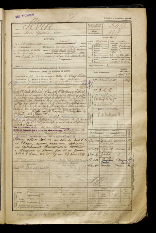 Sévin, Louis Gustave, né le 29 mars 1899 à Beauval (Somme), classe 1919, matricule n° 549, Bureau de recrutement d'Abbeville