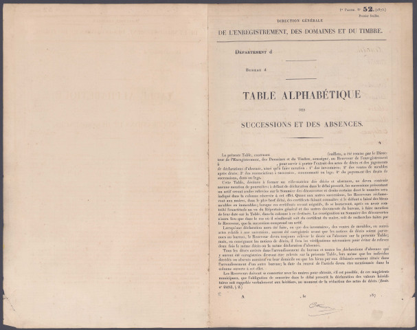 Table des successions et absences du bureau d'Acheux-en-Amiénois