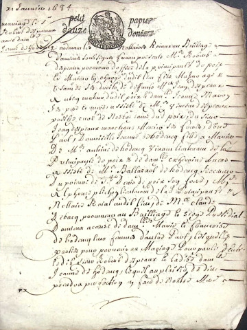 Etude de Me François Caron à Amiens (étude n°18). Minutes de l'année 1684