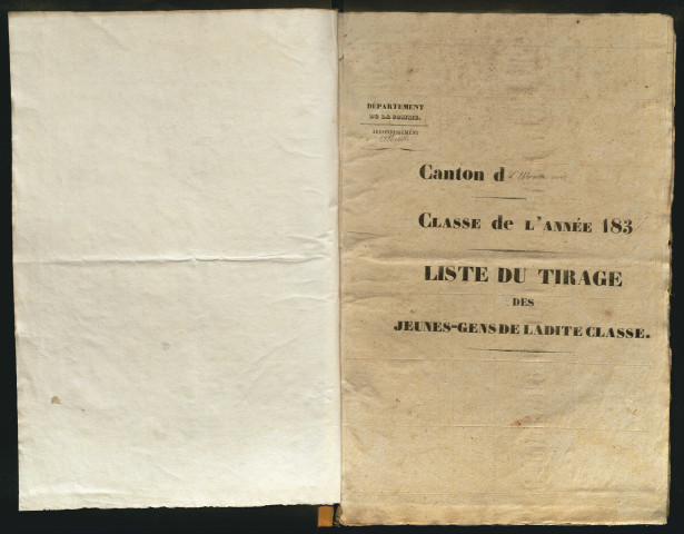 Tirage au sort (arrondissement d'Abbeville) de l'année 1837