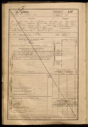 Féron, Henri François Joseph, né le 14 août 1867 à Busnes (Pas-de-Calais), classe 1887, matricule n° 456, Bureau de recrutement d'Amiens