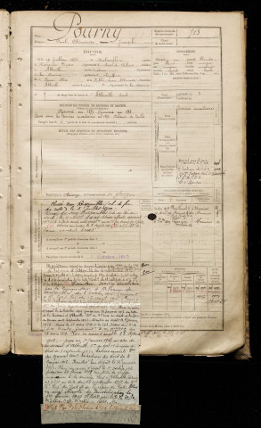 Pourny, Paul Clément Joseph, né le 19 juillet 1876 à Molinghem (Pas-de-Calais), classe 1896, matricule n° 713, Bureau de recrutement d'Abbeville