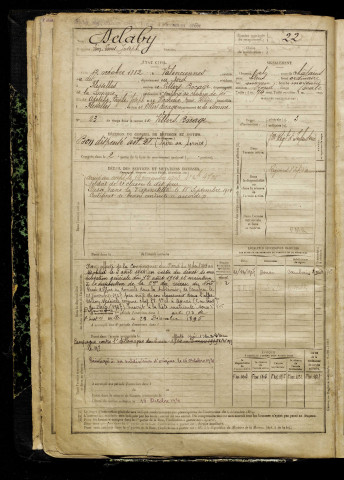 Delaby, Léon Louis Joseph, né le 12 octobre 1882 à Valenciennes (Nord), classe 1902, matricule n° 22, Bureau de recrutement d'Amiens