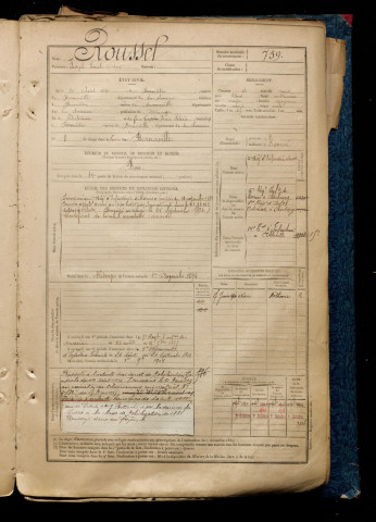 Roussel, Joseph Emile Odon, né le 20 août 1870 à Bernâtre (Somme), classe 1890, matricule n° 759, Bureau de recrutement d'Abbeville
