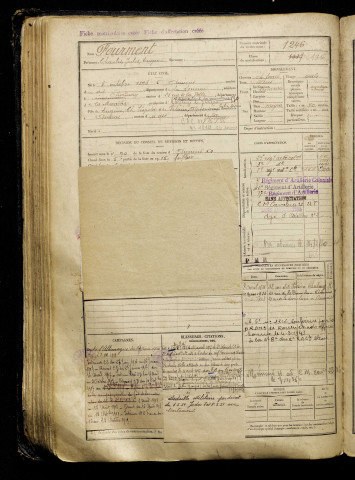 Fourment, Charles Jules Eugène, né le 08 octobre 1896 à Amiens (Somme), classe 1916, matricule n° 1246, Bureau de recrutement d'Amiens